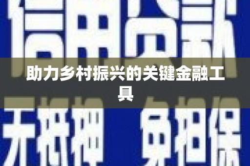 昆明助力乡村振兴的关键金融工具