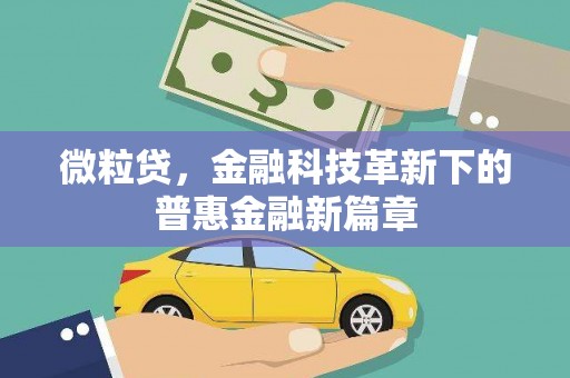 昆明微粒贷，金融科技革新下的普惠金融新篇章