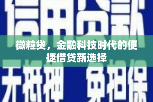 昆明微粒贷，金融科技时代的便捷借贷新选择